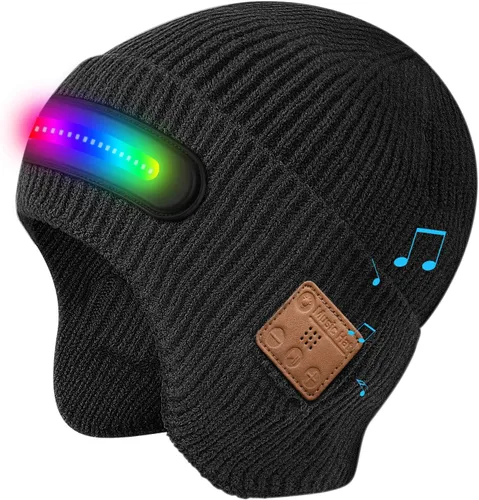 Miniatura 12 de Bluetooth Beanie with Light, HD Stereo Sound and Built-in Super Bright LED, Cool Gadgets Unique Tech Gifts for Men