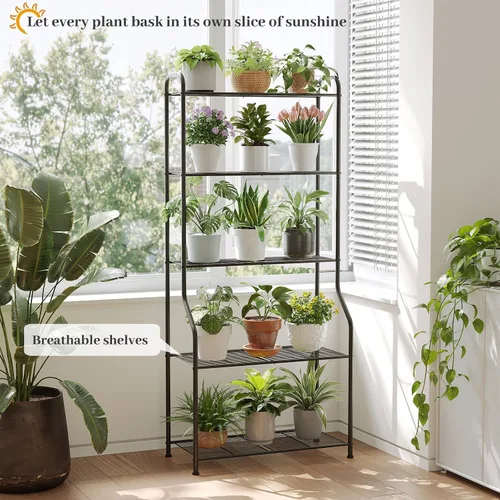 Miniatura 2 de Kitsanery Soporte para plantas de interior y exterior para múltiples plantas, estante de metal resistente de 5 niveles, escalera grande para jardín