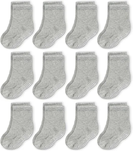 Miniatura 9 de CozyWay Kids Socks With Grippers Non Slip Crew Grip Socks for Girls and Boys Soft Comfy Cotton Unisex - 12 Pack