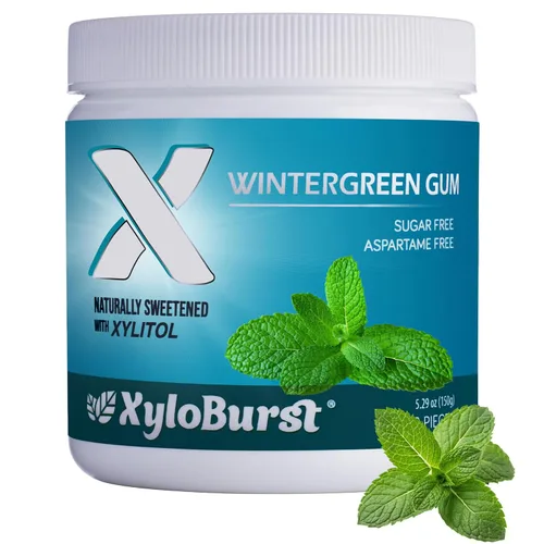 Miniatura 11 de XyloBurst Goma de mascar de xilitol Sin azúcar, sin gluten, apto para dieta cetogénica, sin aspartamo para la salud bucal, menta verde, tarro