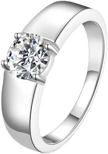 Anillos de moissanita de 4 puntas para hombre 1 quilate de 0256in solitario de moissanita anillo de promesa de cumpleaños para hombre plata de ley