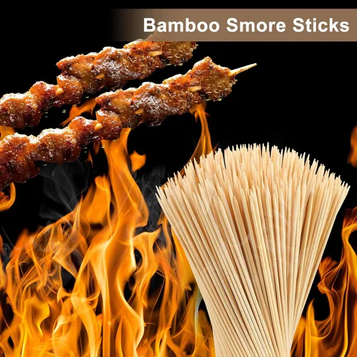 Miniatura 6 de Paquete de 150 palitos para asar malvaviscos, palitos de 30 pulgadas extra largos para hogueras, brochetas de bambú de 0.197 in de grosor al aire