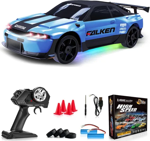 Miniatura 13 de Automóvil de control remoto RC Auto de deriva RC 2.4GHz 1:24 4WD 15KM/H Auto de carreras deportivas de alta velocidad con luces LED Neumático