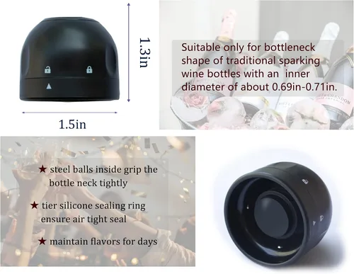 Miniatura 2 de Tapones para vino y champán, paquete de 2 tapones para botellas de champán y vino, sellador reutilizable a prueba de fugas para vino y champán