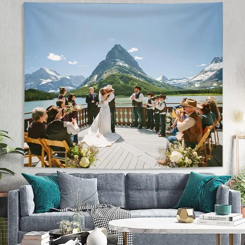 Miniatura 3 de LEECUM Tapiz personalizado, añade tu diseño para colgar en la pared como arte de pared, boda, fiesta de cumpleaños, cortina de fotos personalizada