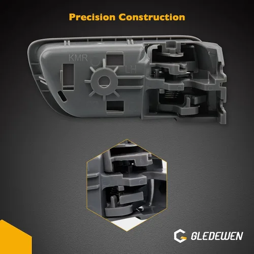 Miniatura 4 de Gledewen Manija de puerta interior para el lado del conductor del lado del pasajero con botón de bloqueo de puerta, manija interior gris, compatible