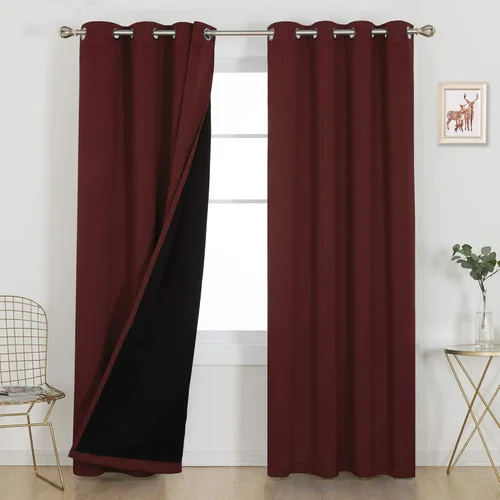 Miniatura 25 de Deconovo Cortinas 100% opacas, cortinas de ventana con aislamiento térmico, paneles reductores de ruido, cortinas de forro negro, con ojales