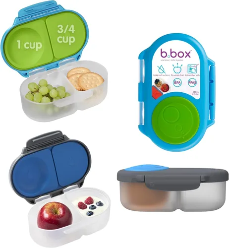 Miniatura 24 de b.box Batman Snack Box - Recipientes a prueba de fugas de 2 compartimentos para niños, mini caja Bento para niños y niños pequeños, contenedores