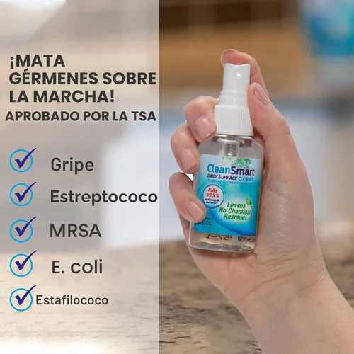 Miniatura 4 de CleanSmart El desinfectante To Go mata el 99.9% de los virus, aprobado por la TSA para viajes seguros, botella de 2 onzas (paquete de 3)