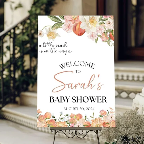 Miniatura 18 de Baby is Brewing - Letrero de bienvenida para baby shower, grano de café, lazo rosa Baby Shower #9