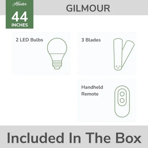 Miniatura 3 de Hunter Fan Company Gilmour - Ventilador de techo casual para interiores y exteriores de 44 pulgadas, color negro mate, con kit de luz LED brillante