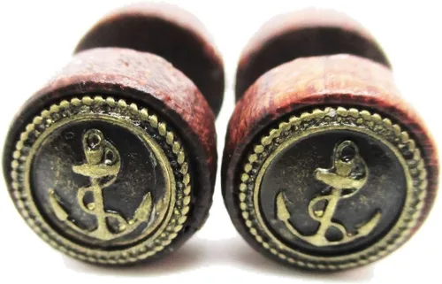 Miniatura 3 de Aretes de madera orgánica con emblema de anclaje de metal - Nuevo!, Metal