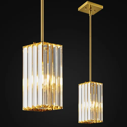 Miniatura 10 de Lámpara colgante moderna cromada rectangular de iluminación colgante mini candelabros de cristal, lámpara colgante ajustable para cocina, isla