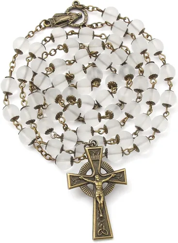Miniatura 69 de KOMI Rosario de cuentas católicas para mujer, collar de cuentas de rosario con cruz de crucifijo, perlas de cristal, rosario, rosarios, católicos