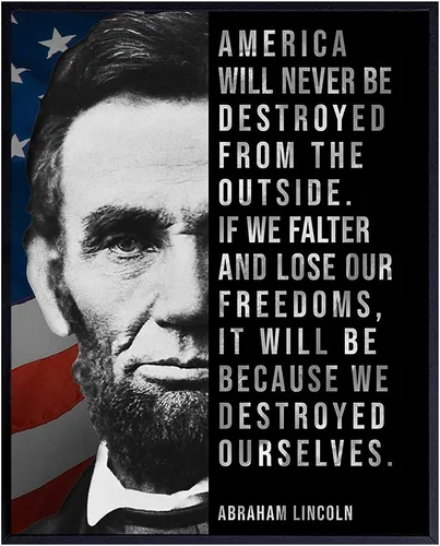 Abe Lincoln - Póster de Abraham Lincoln, 8 x 10 pulgadas, decoración de pared de bandera estadounidense, decoración patriótica de pared, arte de