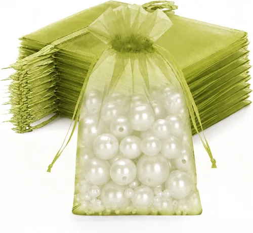Miniatura 11 de Joycraft 50 bolsas de organza, bolsas de tul transpirables doradas de 4 x 6 pulgadas con cordón, bolsa de malla transparente para recuerdos de boda