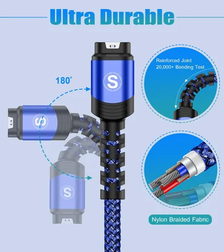 Miniatura 3 de Garmin - Cable cargador de reloj [2 unidades, 4 pies] compatible con Garmin Fenix 5 5S 5X 6 6S 6X Plus Pro 7 7S 7X 8, Forerunner 945 45 45S 245 Azul