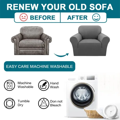 Miniatura 7 de Turquoize Fundas 100% impermeables para silla, fundas elásticas para sala de estar, sofá, funda de sofá con brazos, protector de muebles para sillas