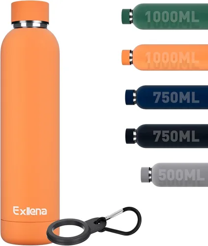 Miniatura 11 de Exllena Botella de agua pequeña de 12 onzas con clip, doble pared de acero inoxidable al vacío, pequeña botella de agua aislada que mantiene
