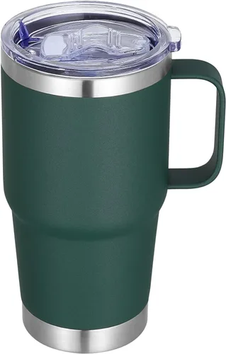 Miniatura 27 de Vaso térmico de acero inoxidable de 20 oz con asa, envase a granel, vasos termales metálicos aislados, taza de café de viaje con asa, vaso de doble