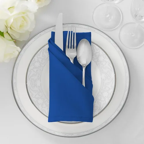 Miniatura 4 de Lann's Linens. 12 servilletas de 17 pulgadas. Servilletas de gamuza con bordes ribeteados, varios colores disponibles. Azul real