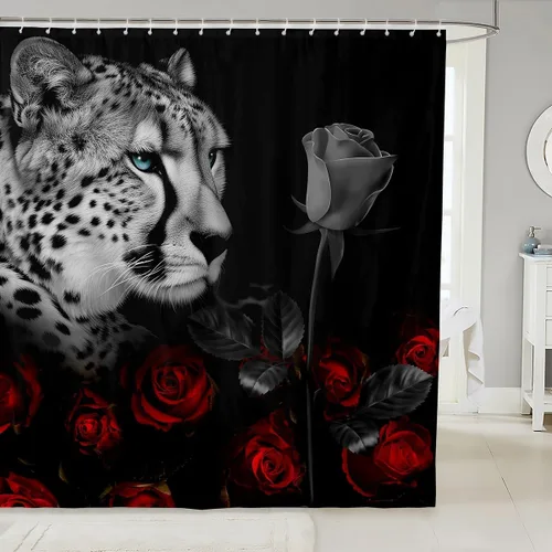 Miniatura 25 de Erosebridal Cortina de Ducha de Dinosaurio de Dibujos Animados 3D para Niños Varones Adultos Baño Selva Dino Tela Cortina de Baño 72" An x 72 L