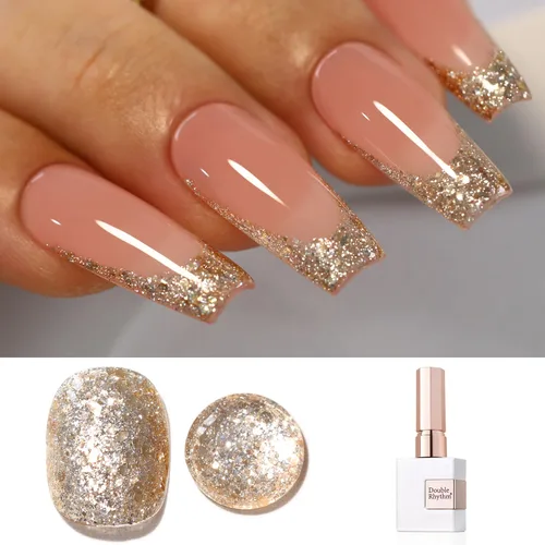 Miniatura 71 de Double Rhythm Esmalte de gel con purpurina de nieve de 0.5 fl oz, color holográfico reflectante para arte de uñas, salón de manicura y bricolaje