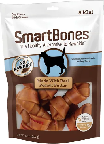 Miniatura 20 de SmartBones Mini masticables con mantequilla de maní real, 24 unidades, masticables sin piel cruda para perros (el embalaje puede variar)