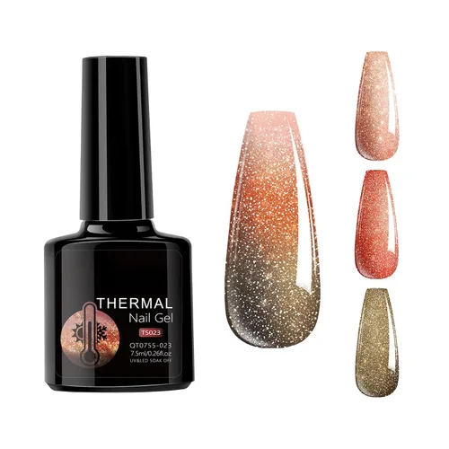 Miniatura 12 de Esmalte de uñas de gel que cambia de color de temperatura, esmalte de gel con purpurina, diseño holográfico de camaleón, diseño de arte de uñas