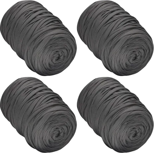 Miniatura 41 de 400g de hilo de tela elástica para tejer con ganchillo para DIY, 119 metros de hilo de espagueti grueso para tejer para proyectos de bolso, cesta