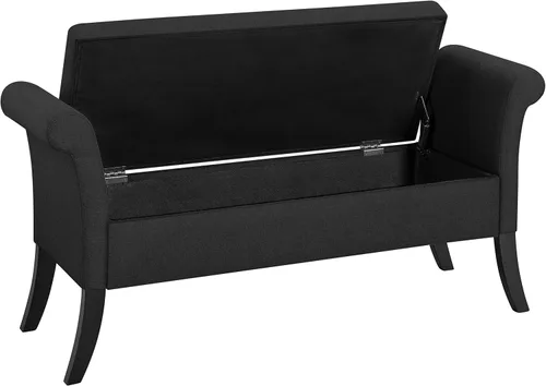 Topeakmart Otomana moderna de almacenamiento con brazos enrollados, color negro, tela de lino, capacidad de 300 libras