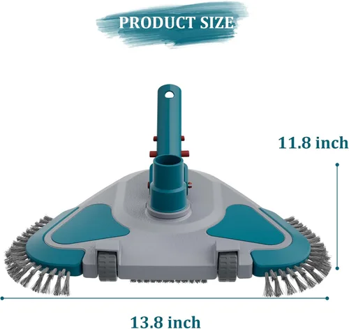 Miniatura 12 de Cabezal de Aspiradora Triangular con Peso Upgrade Pro Giratorio para Piscina con Cepillo y Mango EZ Clip - para Limpiar Superficie Seguro