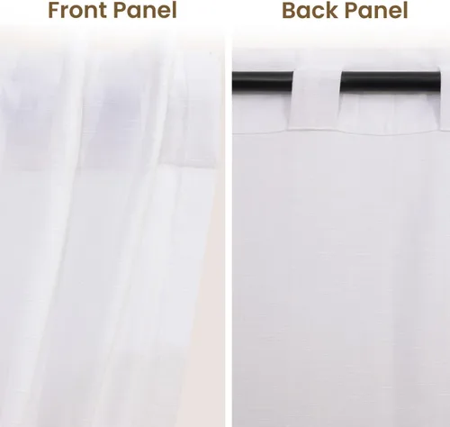 Miniatura 2 de LFH Home - Cortinas de algodón blanco para sala de estar, paneles de ventana de filtrado de luz con bolsillo para barra, cortina de granja