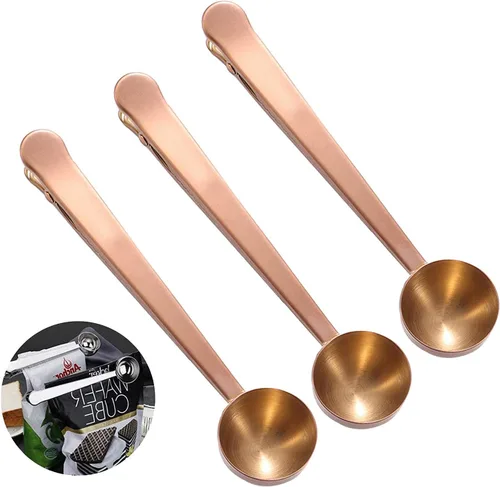 Miniatura 13 de Cuchara de café con clip de cucharada de acero inoxidable Cuchara de café con mango largo multifunción Bolsa de sellado Clip para té, café, proteína