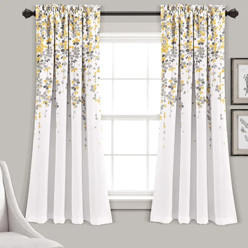 Miniatura 35 de Lush Decor Cenefa para ventana con filtro de luz, colección Weeping Flower, juego de cortinas, un par, 52" de ancho x 95" de largo + 2" de cabecera