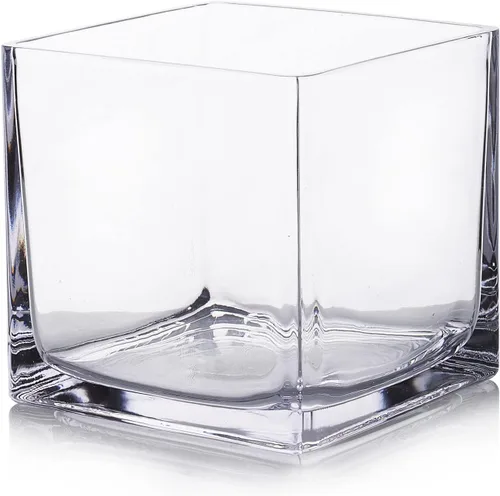Miniatura 10 de EnovaFloral - Jarrón cuadrado de cristal (4 x 4 pulgadas), juego de 1 con portavelas flotantes para centros de mesa de boda y decoración de oficina