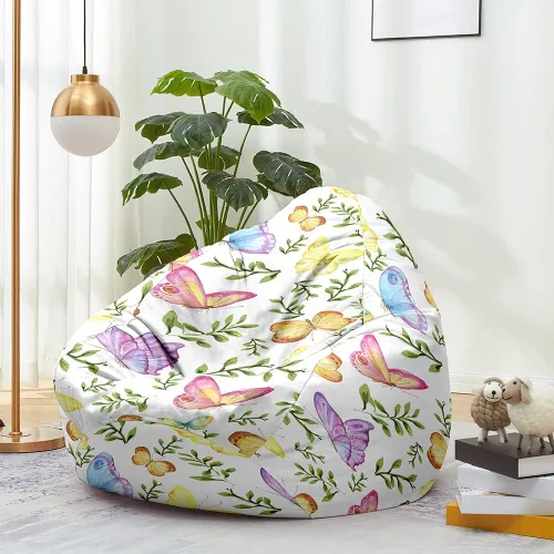 Miniatura 10 de Lukery Puf para adultos (sin relleno), funda de puf de mariposa 3D, puf de almacenamiento de animales de peluche para niños, cómodos puf para sofá