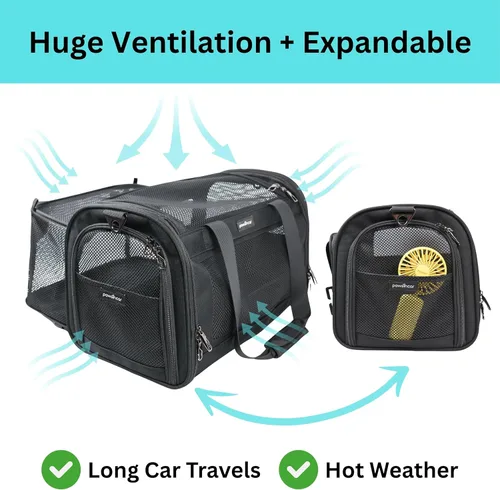 Miniatura 6 de Transportador expandible para gatos y asiento de automóvil para perros pequeños, certificado CPS para protección contra choques y viajes seguros