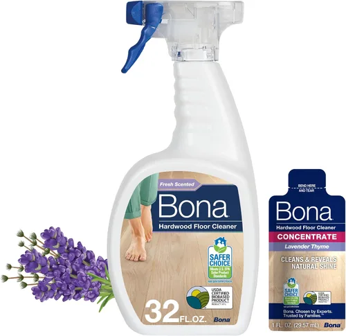 Miniatura 10 de Bona® Spray limpiador de pisos de madera dura, 32 onzas líquidas, madera de cedro, incluye botella llena + recambio de concentrado para limpieza