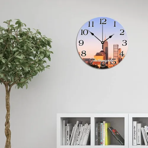 Miniatura 11 de Reloj de pared con paisaje urbano de Nueva York, Estados Unidos, reloj de pared grande de viaje, funciona con pilas, 9 pulgadas, silencioso