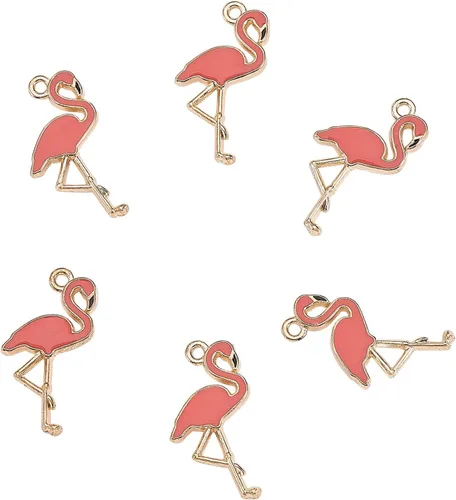 DanLingJewelry 100 dijes de flamenco de color chapado en oro para hacer joyas, bricolaje y búsqueda de manualidades 100pcs-Flamingo