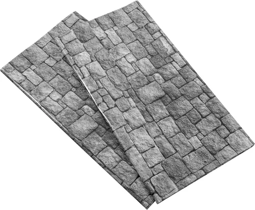Miniatura 3 de Chuangdi 2 piezas de telón de fondo de pared de piedra de 4.5 x 9 pies, cortinas de pared de piedra para puerta, mantel extraíble para fotos