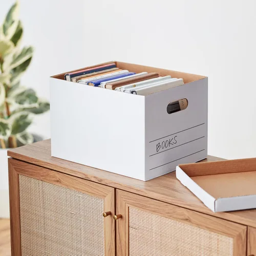 Miniatura 8 de Amazon Basics Cajas de almacenamiento y archivos de servicio mediano con tapa y asas, tamaño legal/carta, paquete de 12, color blanco, 16.2 pulgadas