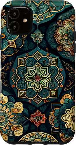 iPhone 11 - Funda bohemia vintage marroquí con patrón retro floral bohemio