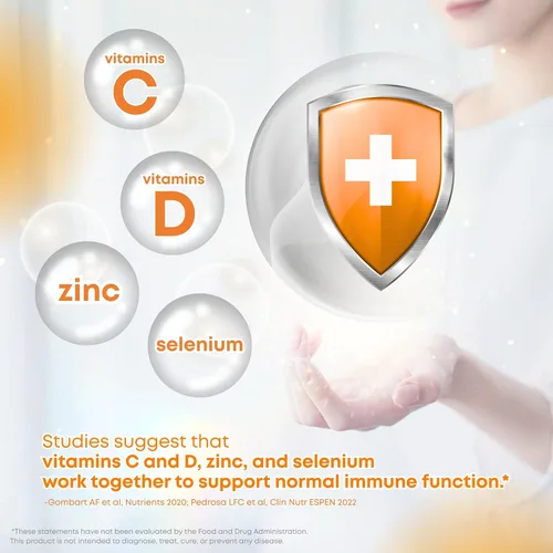 Miniatura 3 de LOVITA Comprimidos efervescentes de apoyo inmunológico 4 en 1 de defensa de vitamina C, 20 unidades, VIT D3, zinc, selenio, soporte antioxidante
