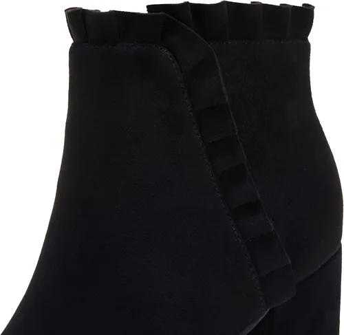Miniatura 3 de Ermonn Botines de tacón grueso para mujer, de gamuza sintética, con volantes, para otoño e invierno