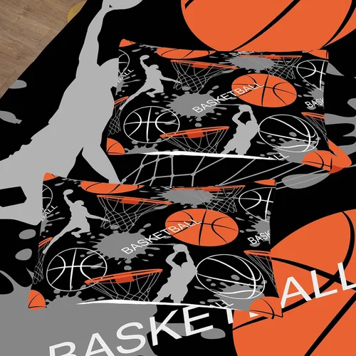 Miniatura 2 de Bodhi Juego de sábanas de baloncesto, juego de cama matrimonial para niños, juego de ropa de cama deportiva para niños con 2 fundas de almohada