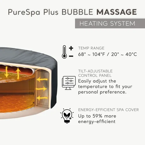 Miniatura 6 de INTEX 28429EP PureSpa Plus Bubble Massage Spa Set - Incluye 2 reposacabezas contorneados - Luz LED - Capacidad para 4 personas - 77" x 28" Cobalto