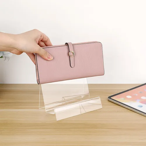 Miniatura 6 de JUXYES Paquete de 8 carteras de acrílico transparente y soporte de exhibición de bolso para boutique y encimera minorista