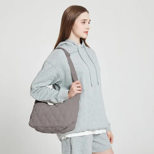 Miniatura 3 de JBB Women Hobo Shoulder Bag Puffer Small Tote Crossbody Bag Purse Cotton Handmade Bags Handbag with Zipper School Work Travel